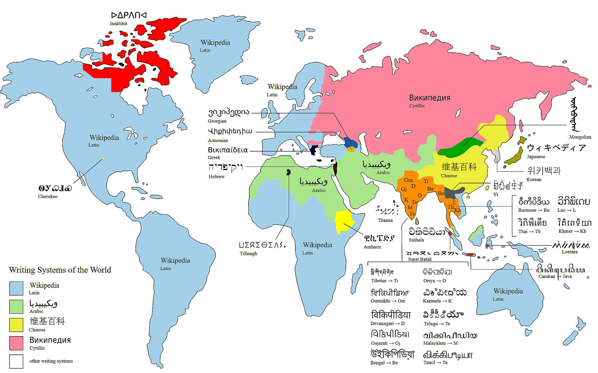 A map of the world’s writing systems