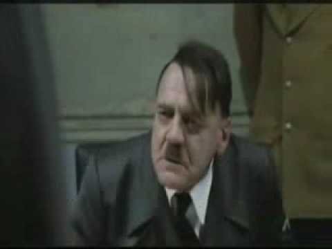 Still from the film Downfall, used in the parody video