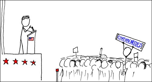 xkcd comic: a protester at a rally holds a sign reading 'citation needed'